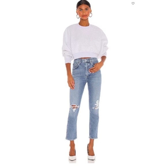 AGOLDE || Riley Crop Jeans in Whiplash Distressed Blue 31 - Picture 1 of 10